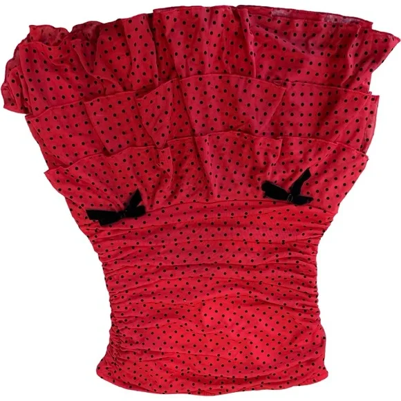 Berenson Red Polka Dot Mesh Mini Dress w/built in shorts– Fashion Nova (Size L) - Picture 10 of 16